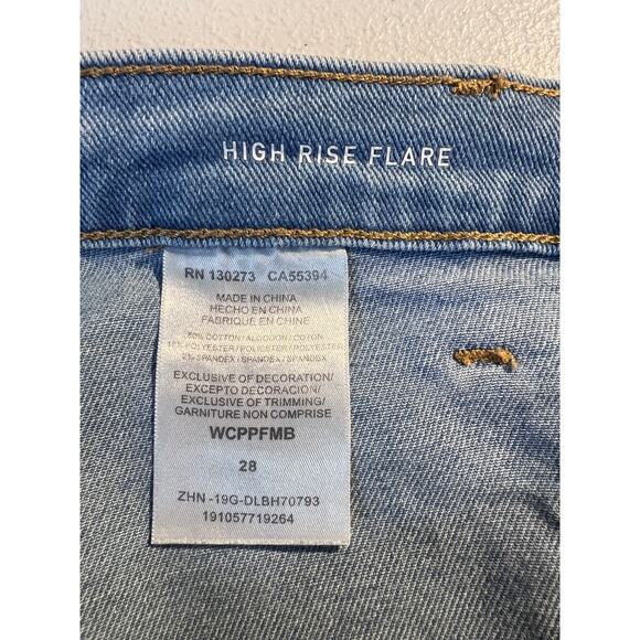 Wrangler Jeans Patch Pocket High Rise Flare Denim Western Cowgirl Rodeo Boho - Picture 8 of 8